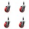 Service Caster 3.5'' Red Poly Wheel Swivel 7/8'' Expanding Stem Caster Set, 4PK SCC-EX20S3514-PPUB-RED-78-4 - alternate 1